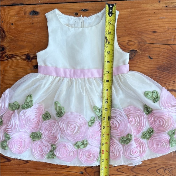 American Princess Wedding Cream & pink Baby size 24 month flower girl Dress - Picture 6 of 11